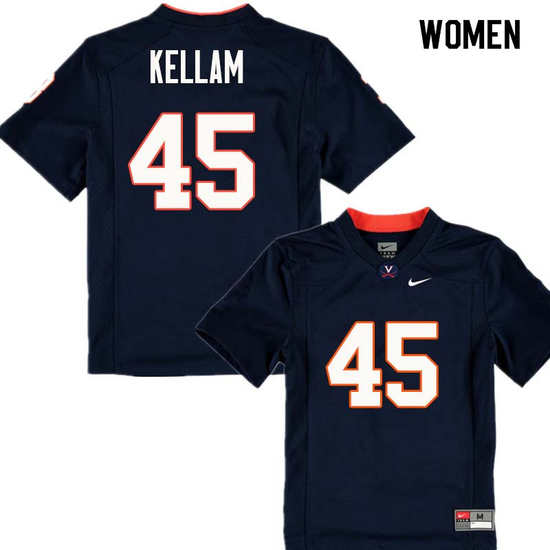Women #45 Reed Kellam Virginia Cavaliers College Football Jerseys Sale-Navy - Click Image to Close